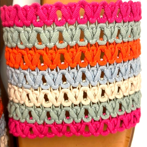Aldo Pink and Orange Woven Platform Mules - Picture 7 of 10